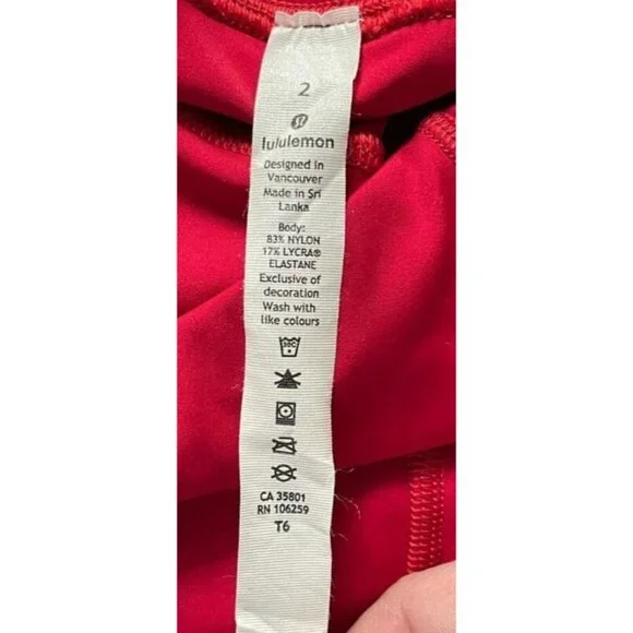 Lululemon Fast Free Crop II 19" Womens High-Waisted Leggings Size 2 W6BCUS Red - Picture 6 of 11